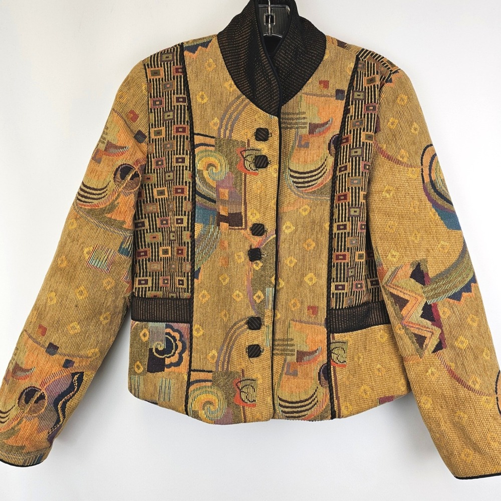 Mary Lynn O'Shea Art to Wear Tapestry Jacket Womens PM Geometric Abstract Earthy